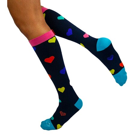 Zayaan Health Heart Multi Color Compression Socks, PR BLZH-CSSP-V-4MS